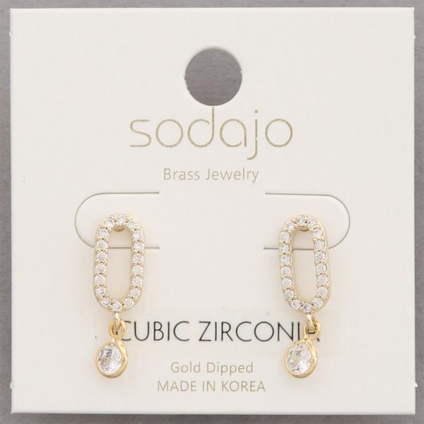 SODAJO CZ Oval Gold Dipped Earring
