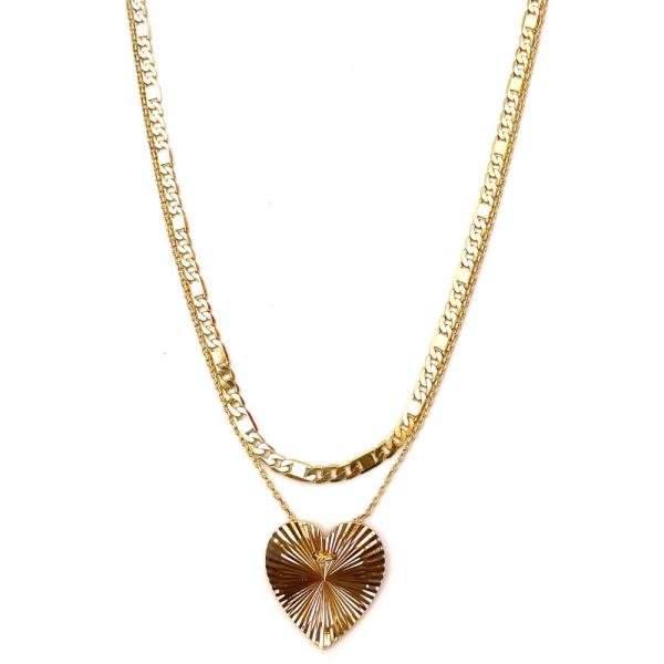 Heart Pendant Metal Layered Necklace