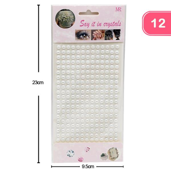 Plastic Pearl Sticker Sheet (12 Units)