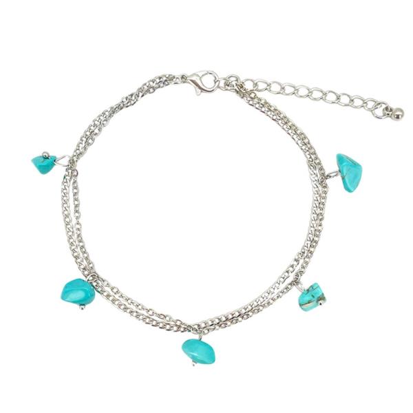 Turquoise Bead Layered Anklet