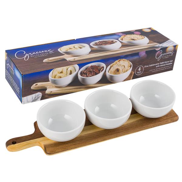 Gracious Dining Tidbit Bowl Set with Wood Paddle