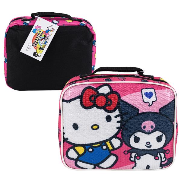 HELLO KITTY and Friends Sequin Black Lunch Bag