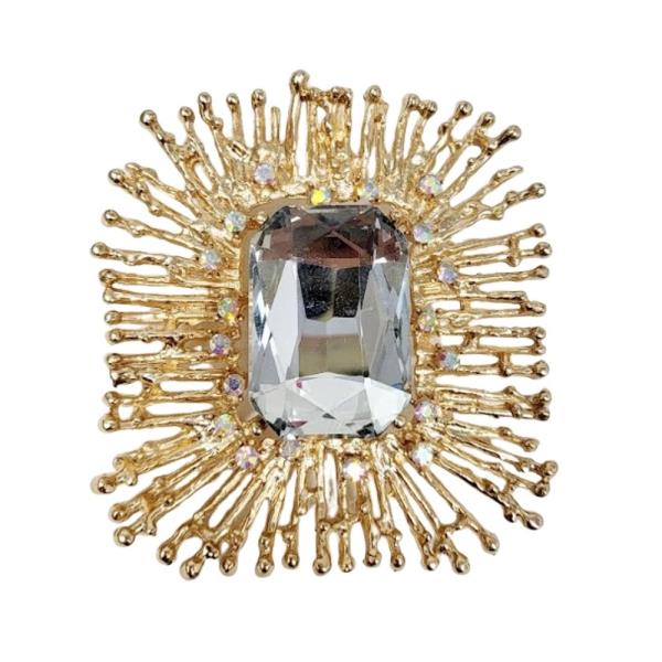 RHINESTONE METAL BROOCH