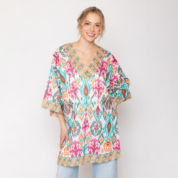 Ikat Print Poncho