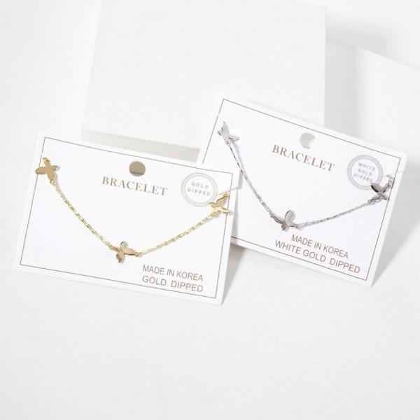 Butterfly Charm Station Bracelet