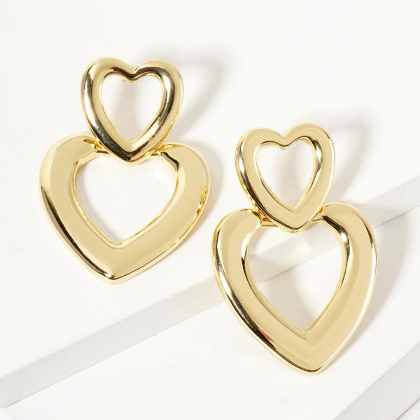 Double Heart Metal Earring