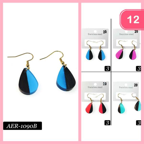 Wood Round Hook Earrings (12 Units)