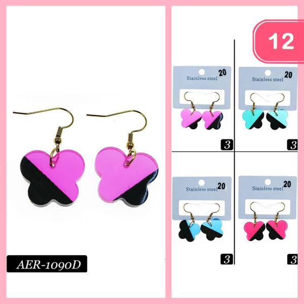 Wood Butterfly Hook Earrings (12 Units)