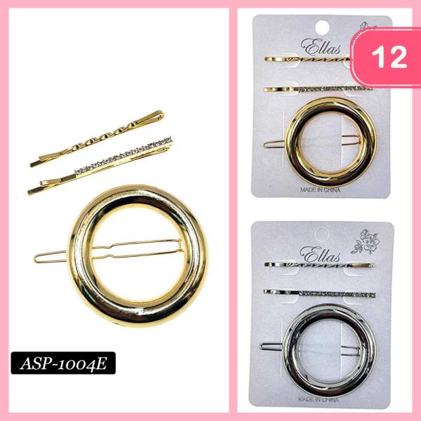 Metal Rhinestone Clip And Bobby Pins (12 Units)