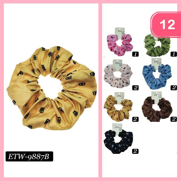 B Pattern Fabric Scrunchies (12 Units)