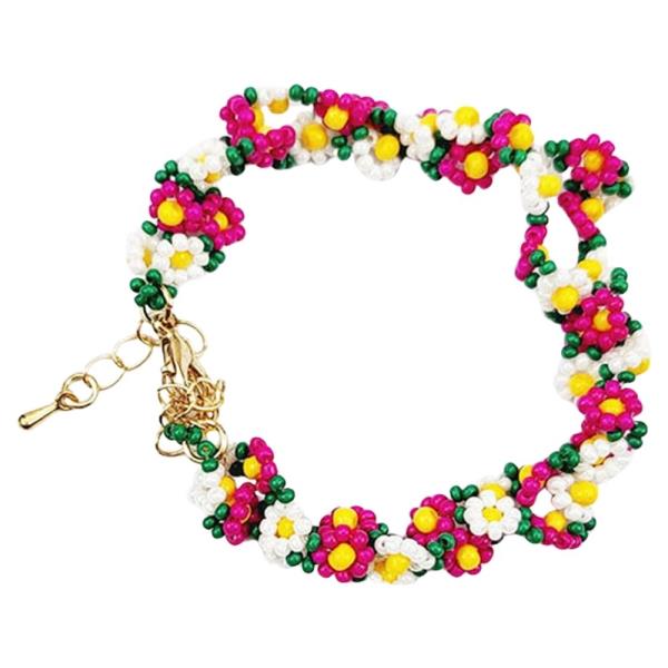 Seed Bead Flower Bracelet