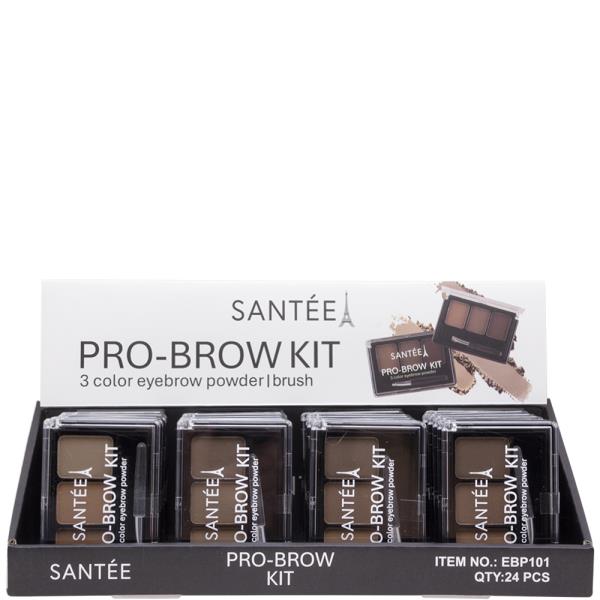 SANTEE PRO 3 COLOR EYEBROW POWDER AND BRUSH KIT (24 UNITS)
