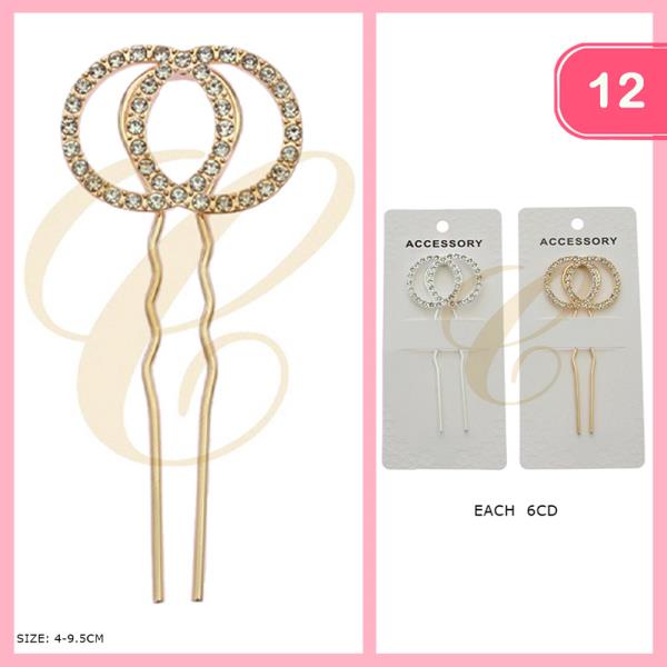 Double Ring Rhinestone Pin (12 Units)