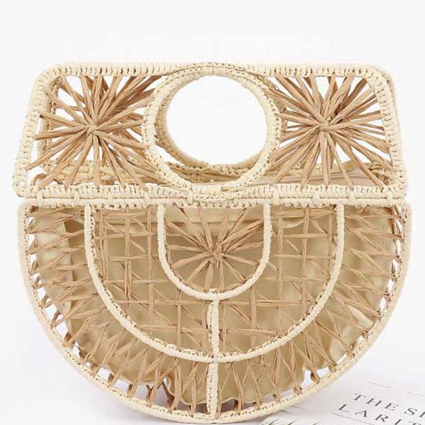 HANDMADE FAUX STRAW BANDLE BAG