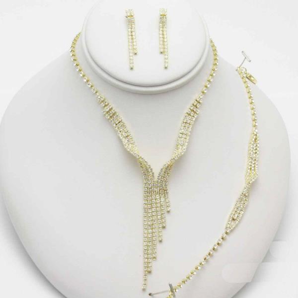 Rhinestone Necklace Bracelet Set