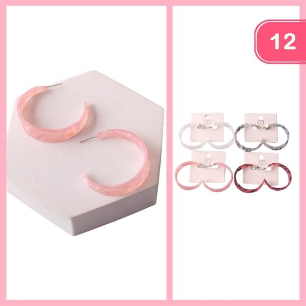 Acetate Open C Hoop Earring (12 Units)