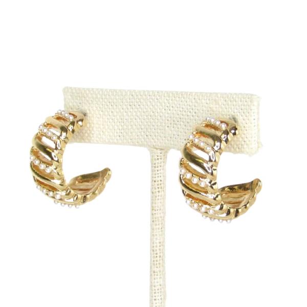 PEARL BEAD OPEN HOOP EARRING
