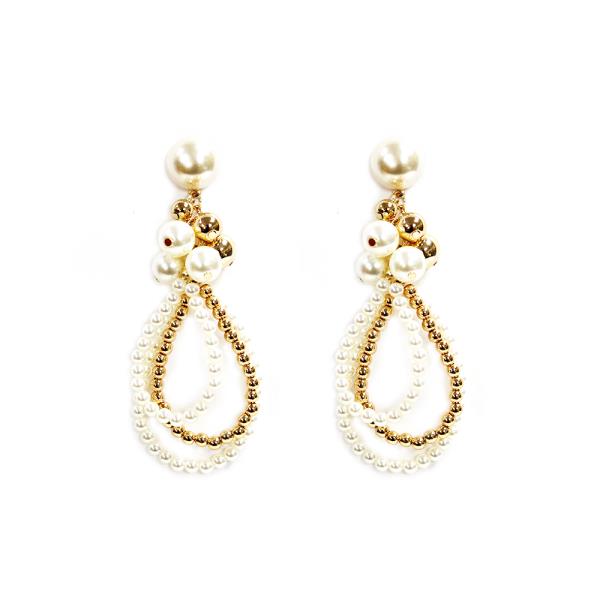 Pearl Cluster Teardrop Dangle Earring