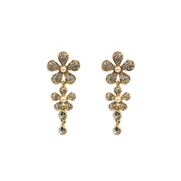 Double Flower Rhinestone Earring