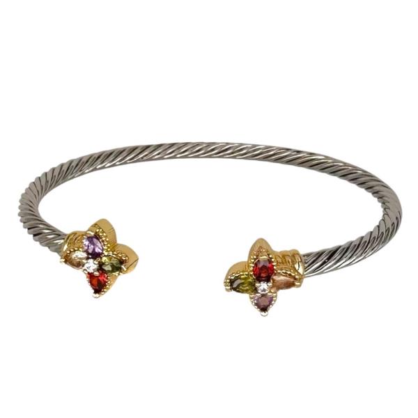 Two Tone Star Edge Cuff Metal Bracelet