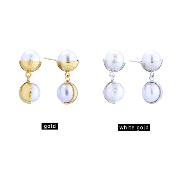 14K Gold White Gold Dipped Orb Drop Earrings