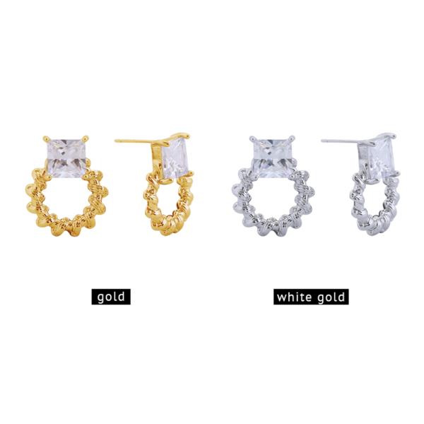 14K Gold White Gold Dipped Circle Earrings