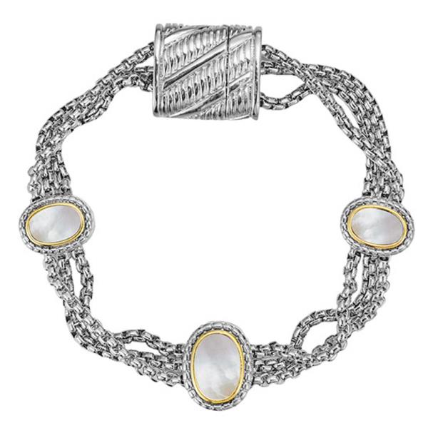 Two Tone Mother of Pearl Magnet Lock Bracelet
