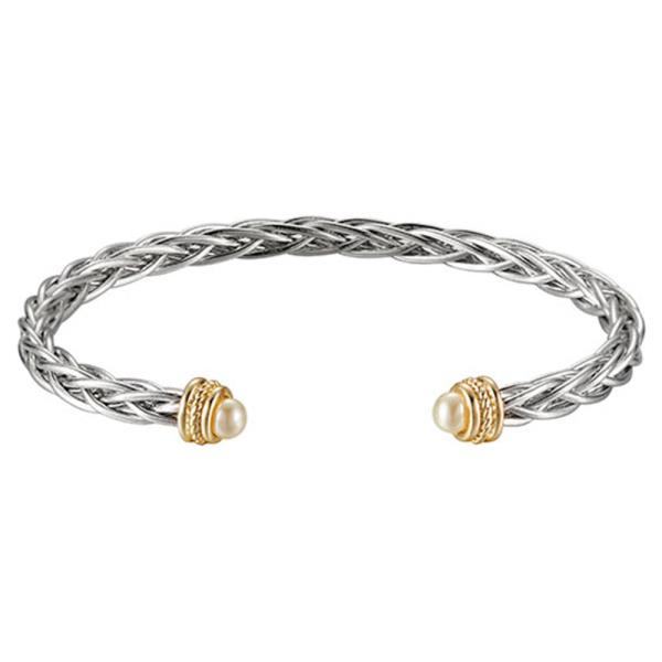 Two Tone Pearl Bead Cuff Bracelet