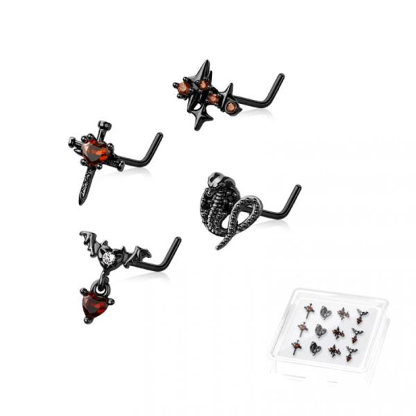 316L Surgical Steel L Shape Nose Ring 12PCS
