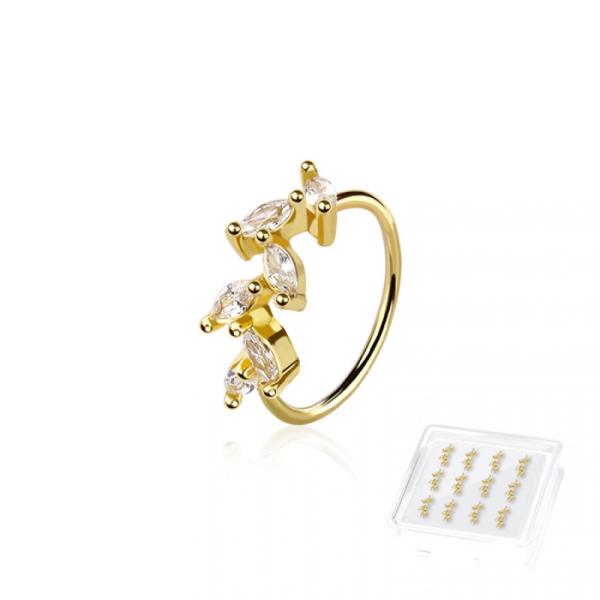 Leaf CZ 316L Surgical Steel ORing Nose Hoop 12PCS