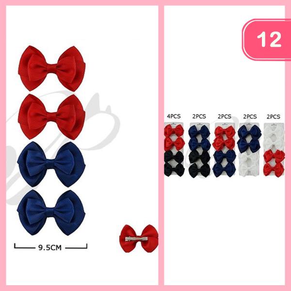 Ribbon Hair Bow Pin Set (12 Units)