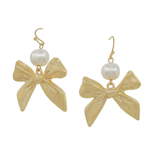 Textured Bow Pearl Bead Earring