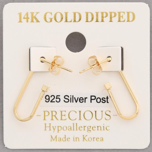 14K Gold Dipped Open Oval 925 Silver Post Earring