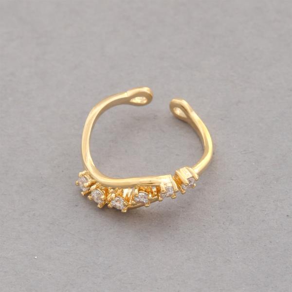 SODAJO CZ Wavy Gold Dipped Adjustable Ring