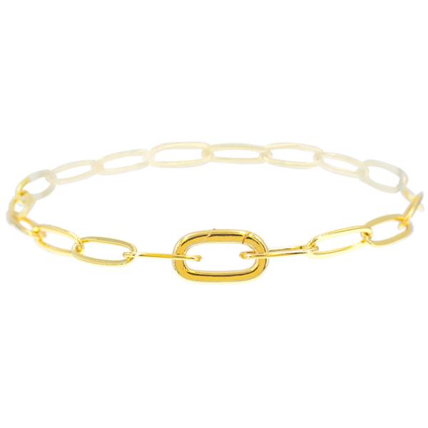Metal Oval Textured Chain Bracelet