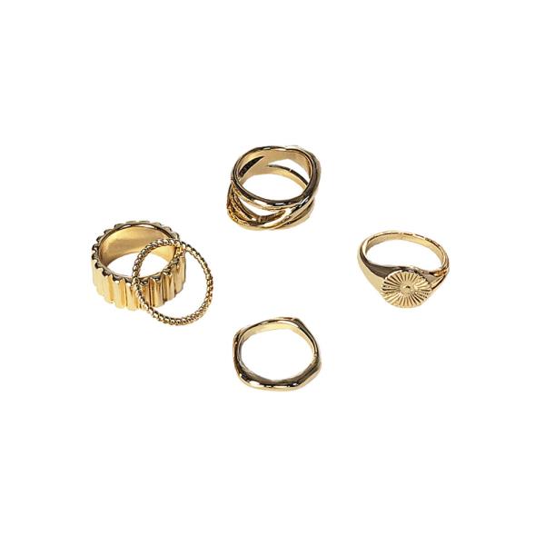 Metal Heart Flower Pattern Clasp Multi Ring Set