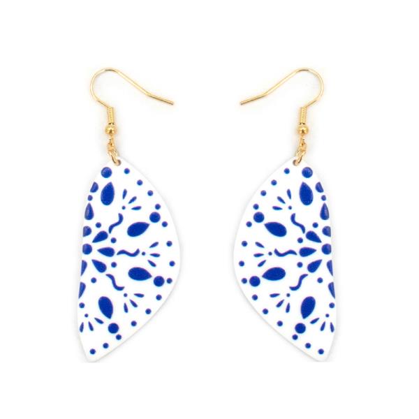 Blue Print Dangle Earring
