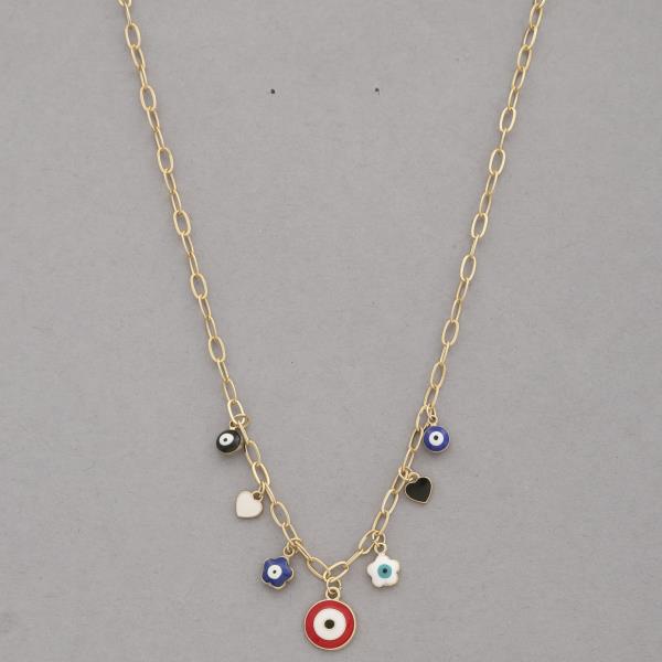 Evil Eye Bead Station Necklace