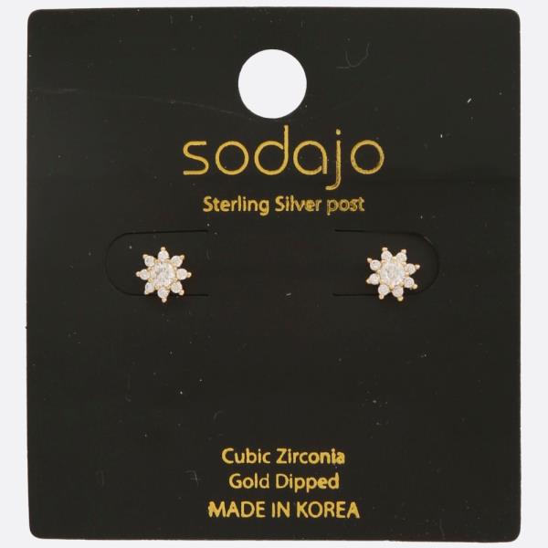 SODAJO CZ Gold Dipped Sterling Silver Post Earring