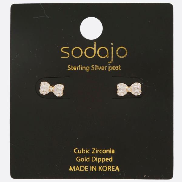 SODAJO Bow CZ Gold Dipped Sterling Silver Earring