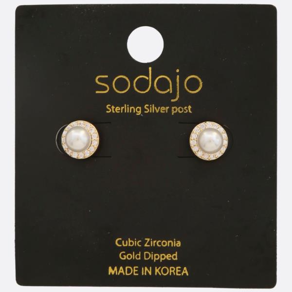 SODAJO Pearl Gold Dipped Sterling Silver Earring