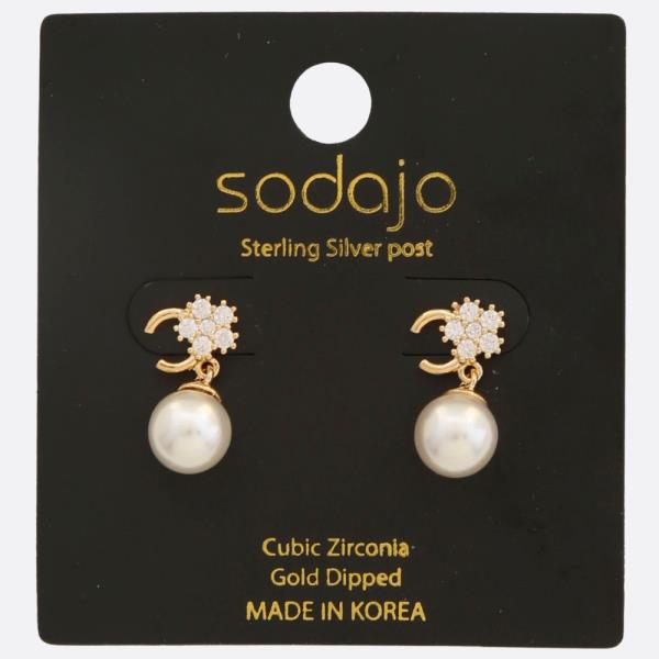 SODAJO Pearl Gold Dipped Sterling Silver Earring