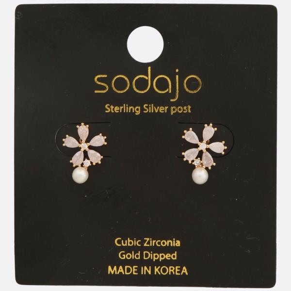 SODAJO CZ Gold Dipped Sterling Silver Post Earring