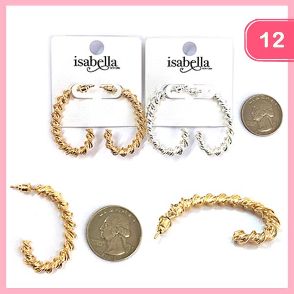 Metal Twist C Hoop Earring (12 Units)