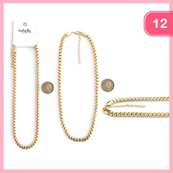 Metal Box Chain Necklace (12 Units)