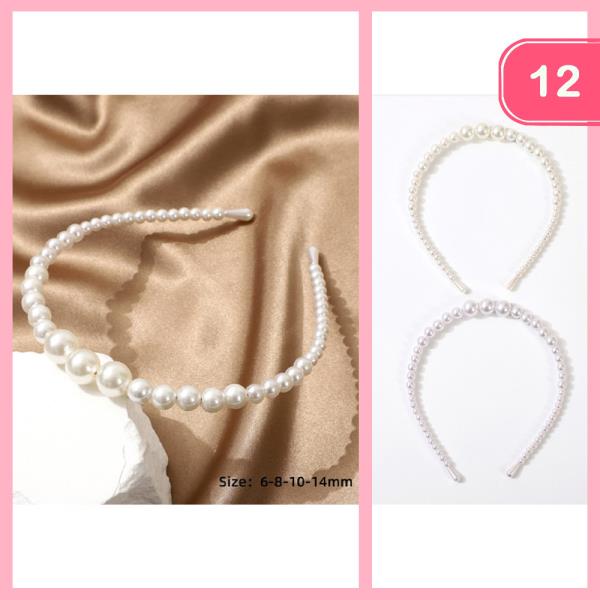 Pearl Bead Headband (12 Units)