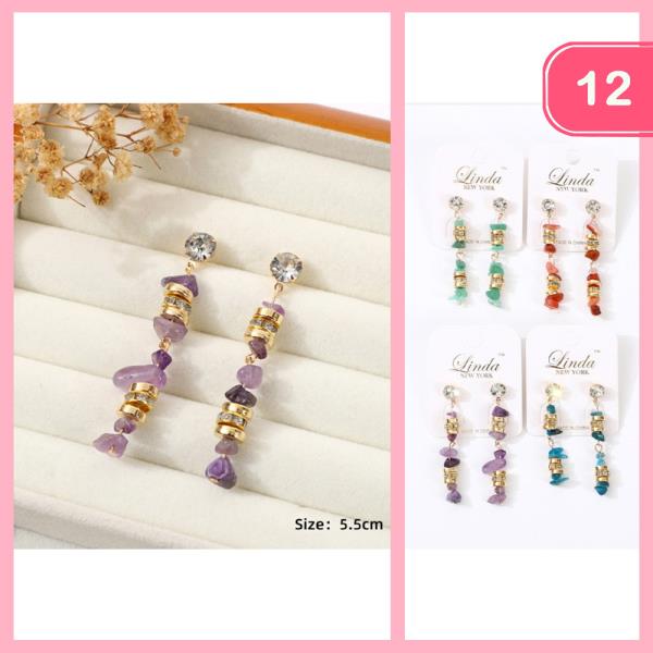Rhinestone Stone Dangle Earring (12 Units)