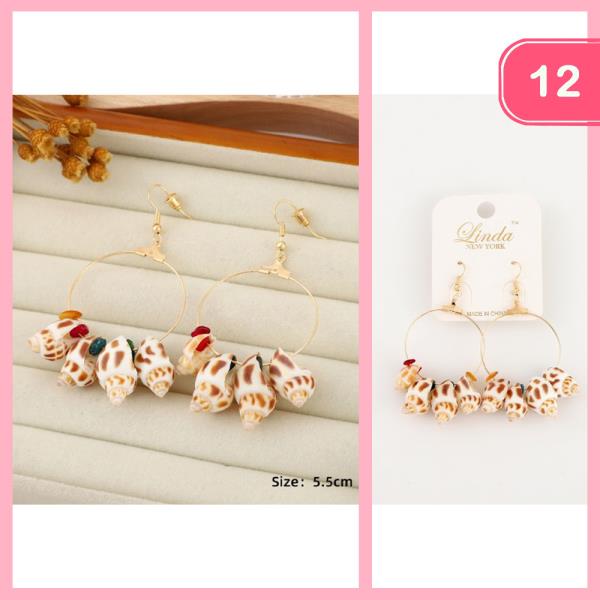 Seashell Stone Accent Hoop Earring (12 Units)