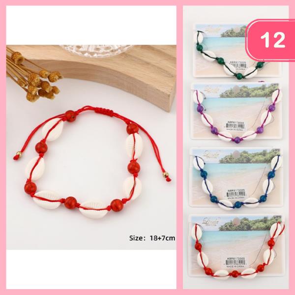 Seashell Pull Cord Anklet (12 Units)