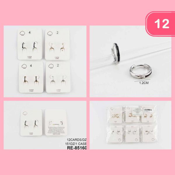 Copper Core Black White Hoop Earring (12 Units)